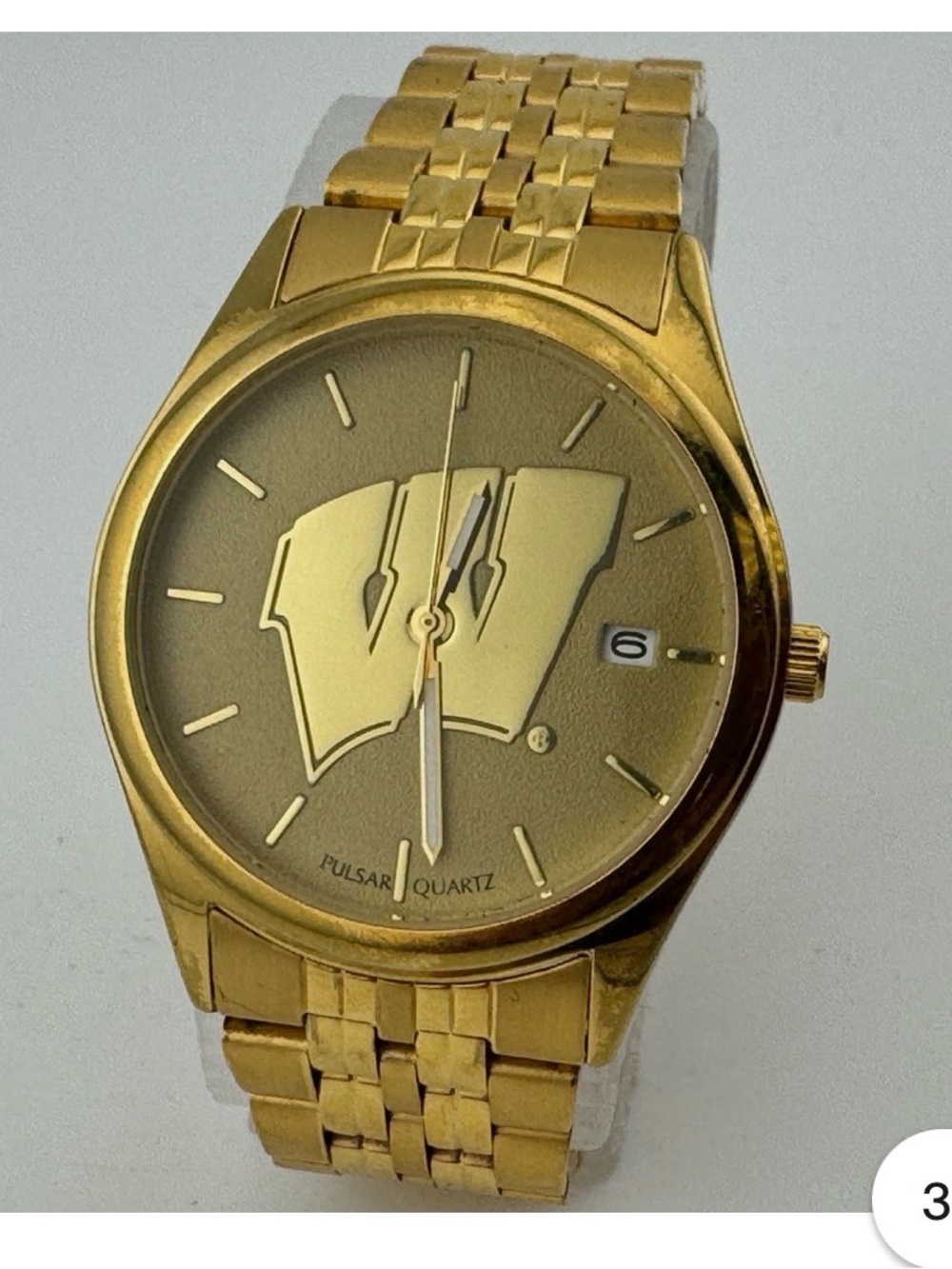 Gold Tone Women's Bracelet U Wisconsin Watch